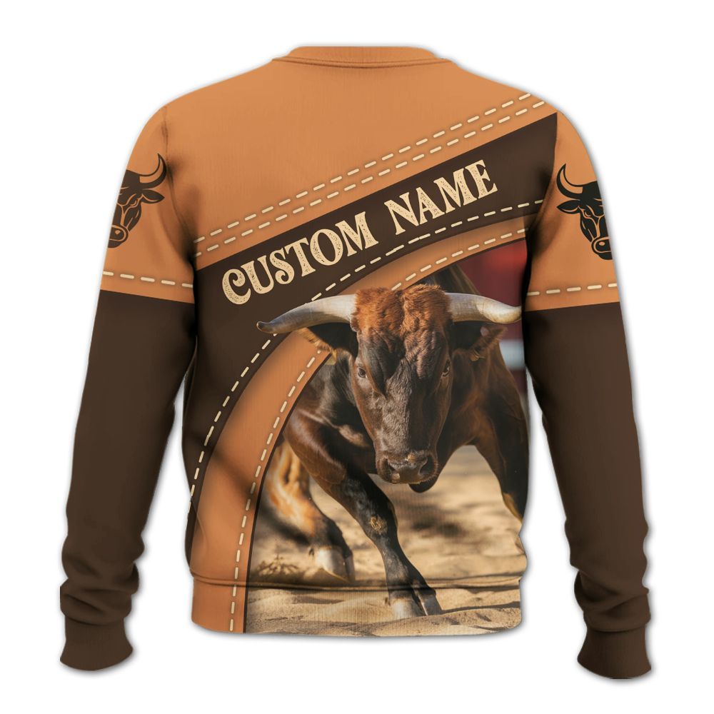 Amare Box Cow Farm Shirt, Muscular Brown Bull, Bull Life, Cow Life, Cow Shirt, Farm Shirt, Cow Lover, Custom Name Gift Shirt For Farmer Knitted Sweater