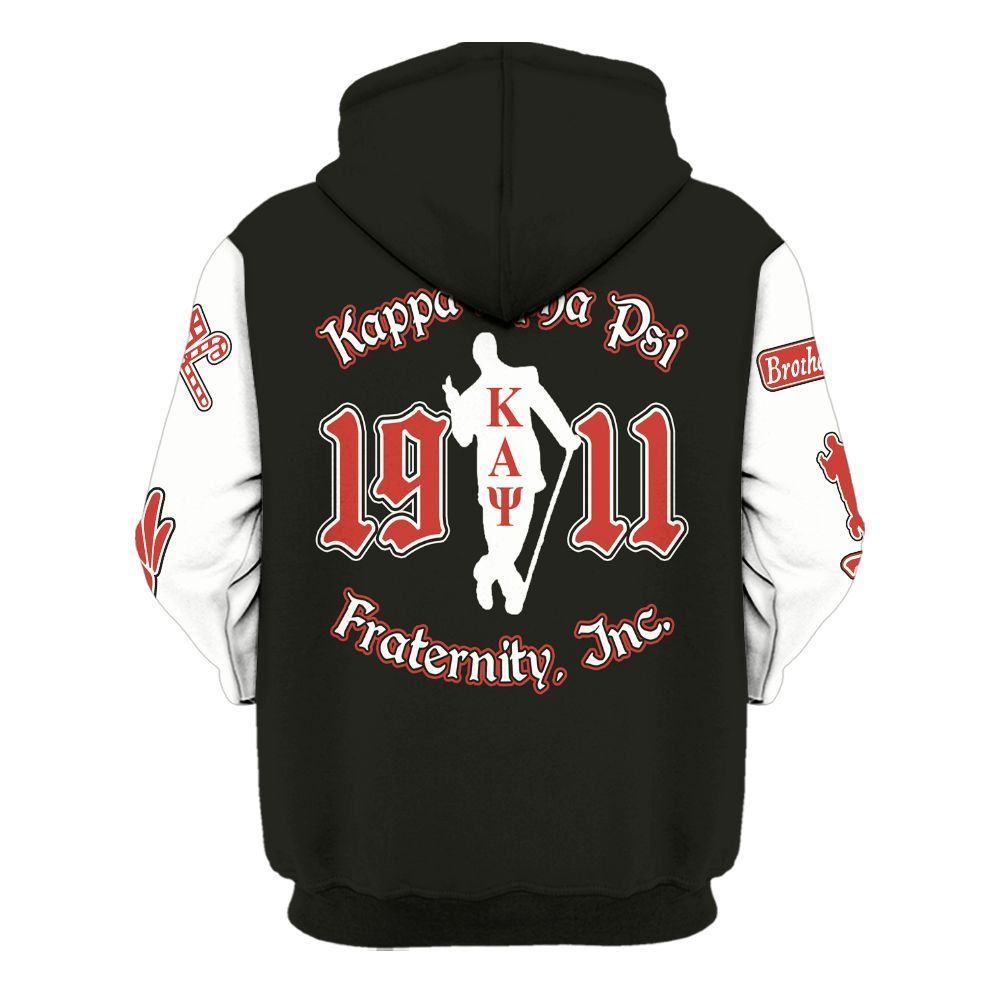 Ireishprint ΚΑΨ Shirt, Simple Black Sporty Style Kappa Yo Nupe 1911 Fraternity Hoodie