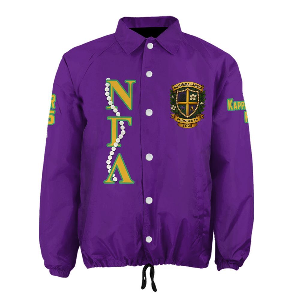 Ireishprint Nu Gamma Lambda Custom Line Crossing Jacket, Personalized Purple Nu Gamma Lambda Sorority Crossing Jacket