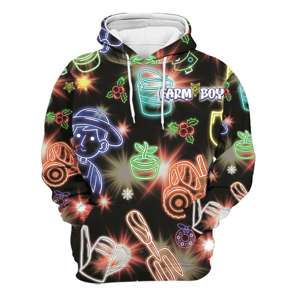 Amare Box Farm Garden Farm Boy Shirt, Christmas Farm, Farmer X-mas, Christmas Unisex Custom Name Gift For Farmer Unisex Hoodie