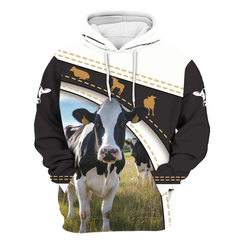 Amare Box Cow Farm Shirt, Holstein Dairy Cow On Farm, Dairy Cow, Cow Shirt, Farm Cow, Cow Lover Shirt, Custom Name Gift Shirt For Farmer Unisex Hoodie