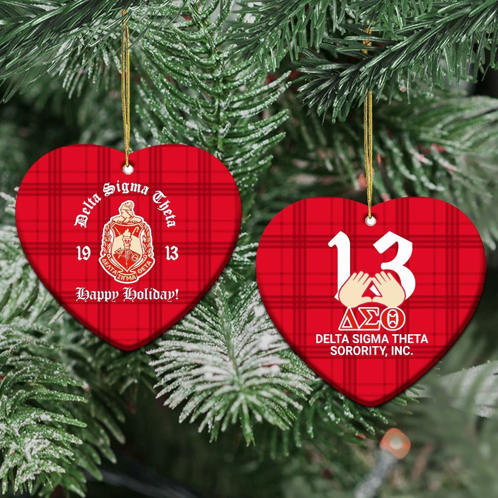 Ireishprint Delta Sigma Theta Ceramic Ornament, Handsign Inspired Delta Crimson Red Christmas Ornament