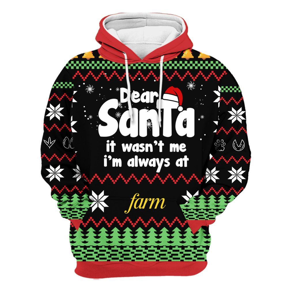Amare Box Farm Shirt Dear Santa I'm Always At Farm, Christmas Santa, Farm X-mas, Christmas Unisex Custom Name Gift Shirt For Farmer Unisex Hoodie