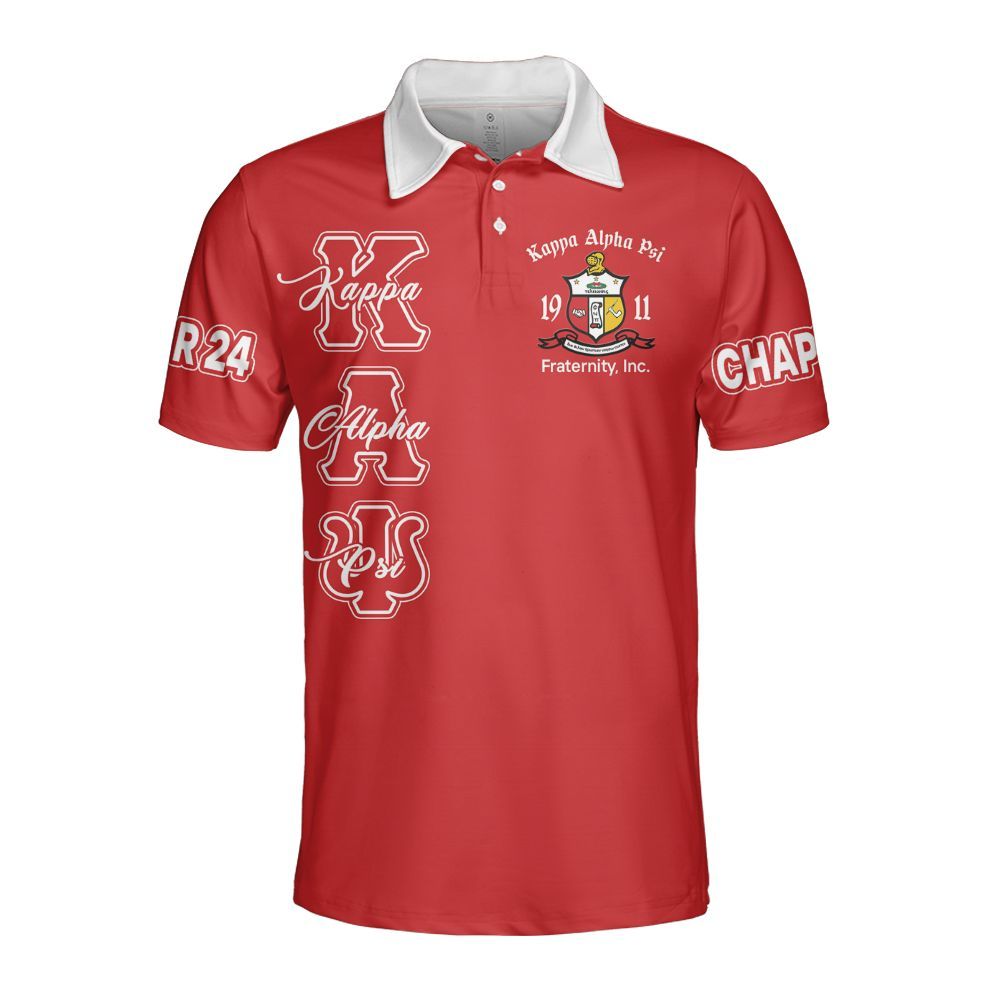Ireishprint ΚΑΨ Custom Chapter Polo Shirt, Personalized Krimson Red Kappa Polo Fraternity Polo Shirt