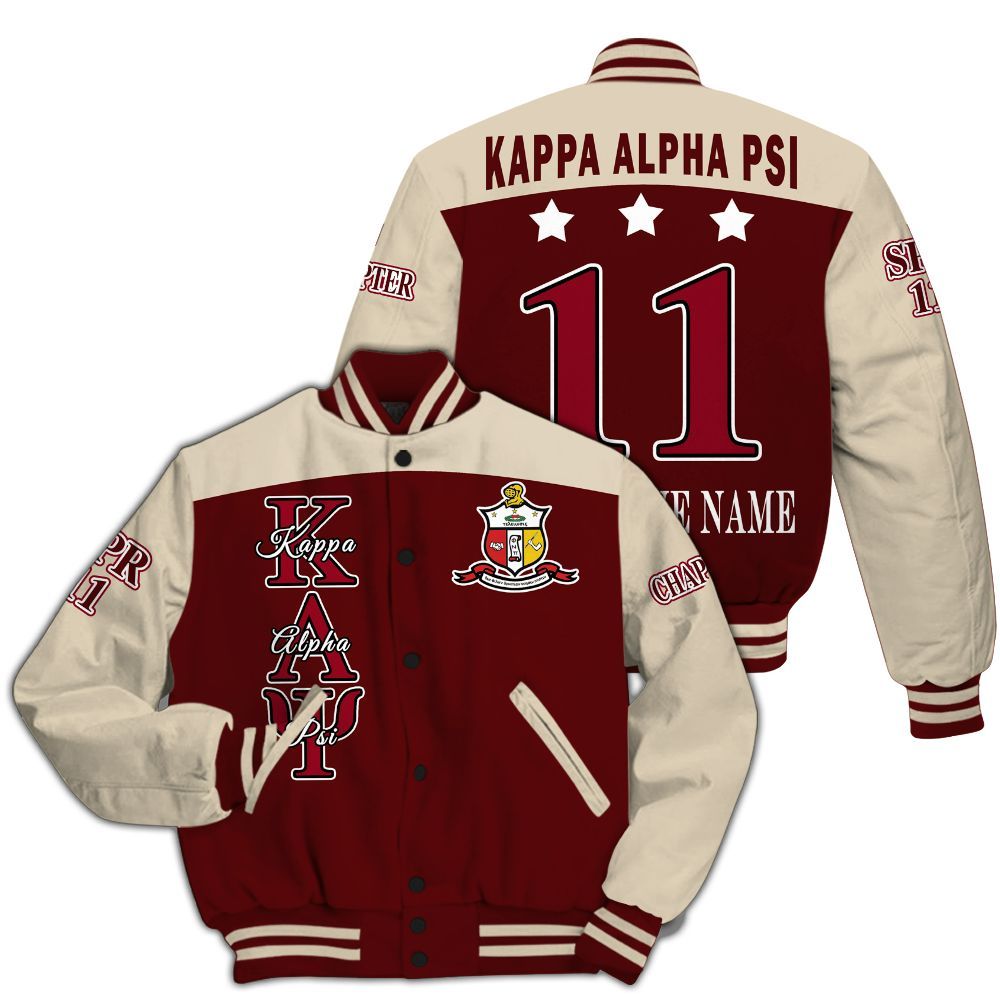 Ireishprint ΚΑΨ Custom Chapter Varsity Jacket, Personalized Krimson Kream Varsity Jacket ΚΑΨ Fraternity Jacket
