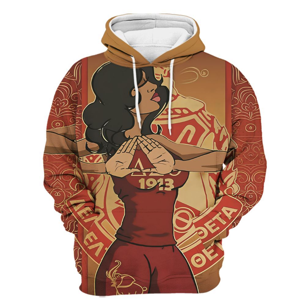 Ireishprint Delta Sigma Theta Shirt, Delta Sigma Theta Woman With Handsign Sorority Hoodie
