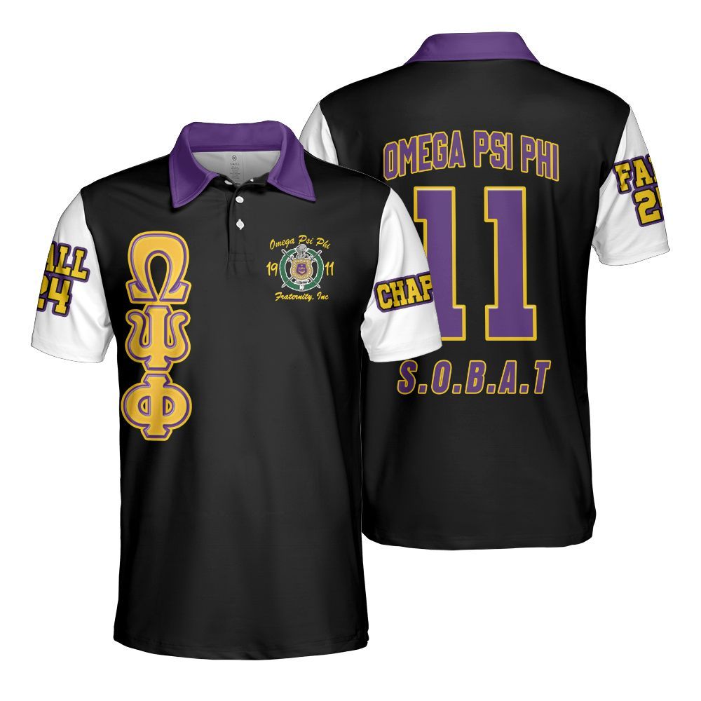 Ireishprint ΩΨΦ Custom Chapter Polo Shirt, Personalized Retro Style White Sleeves ΩΨΦ Fraternity Polo Shirt