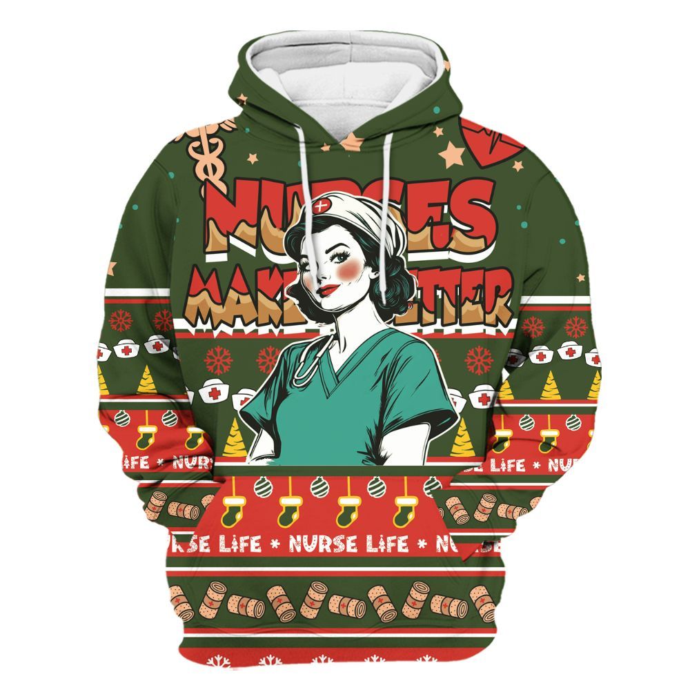 Amare Box Nurses Make It Better, Comic Nurse, Nurse Stuff, Nurse For Gift, Nurse Life Xmas Unisex Hoodie
