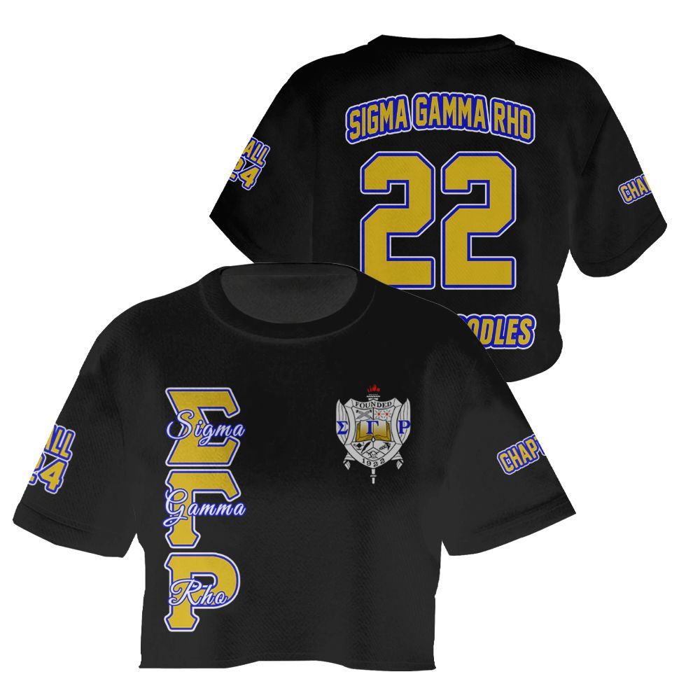 Ireishprint Sigma Gamma Rho Custom Chapter Crop Shirt, Personalized Black Sigma Gamma Rho Sorority Crop Top