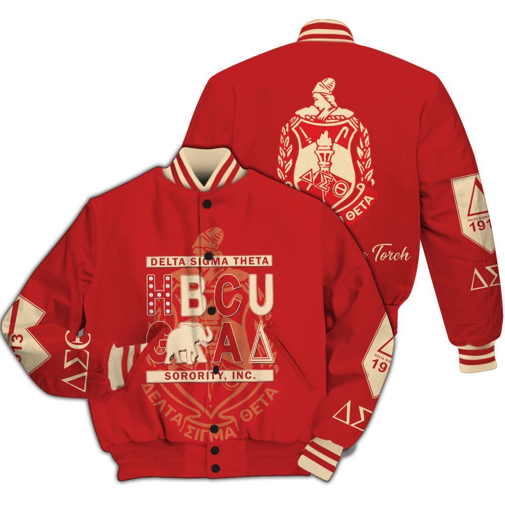 Ireishprint Delta Sigma Theta Varsity Jacket, Personalized Crimson HBCU Style Varsity Jacket Delta Sigma Theta Sorority Jacket