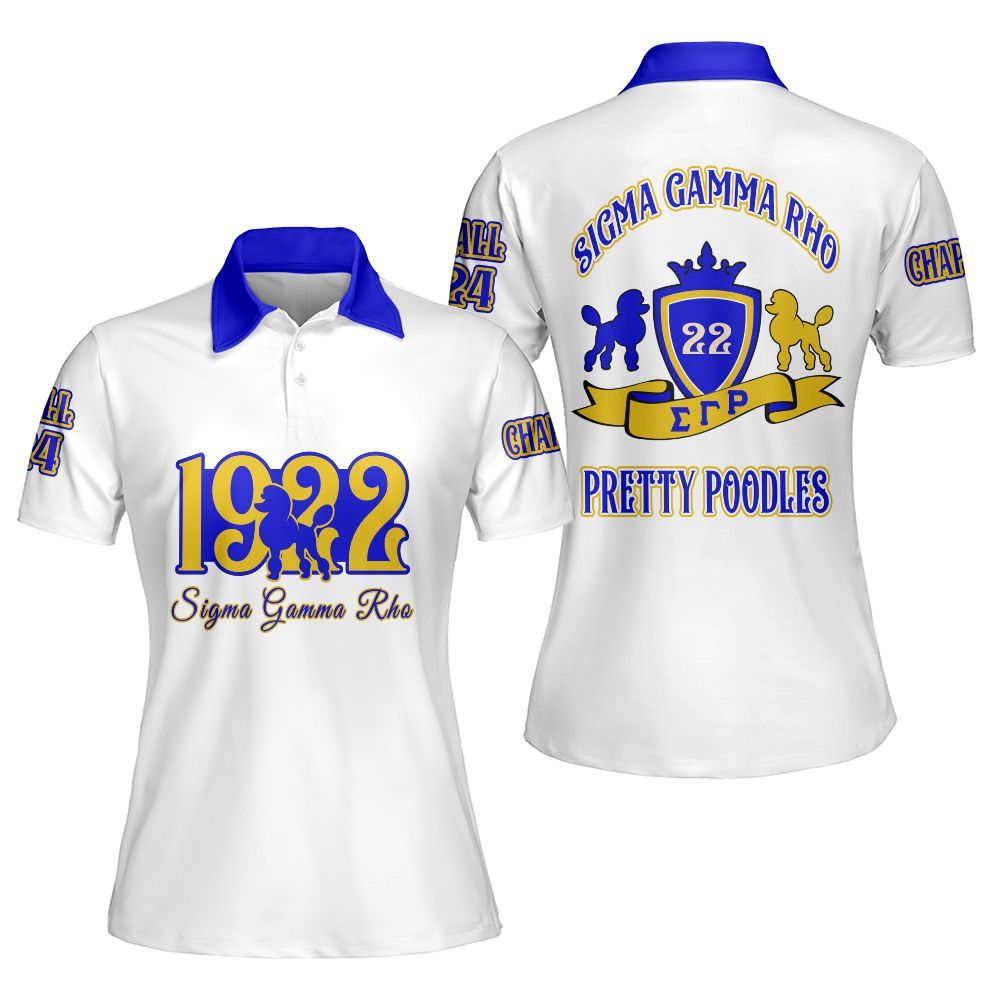 Ireishprint Sigma Gamma Rho Custom Chapter Polo Shirt, Personalized Sigma Gamma Rho Poodle Polo Shirt Sigma Gamma Rho Sorority Polo Shirt