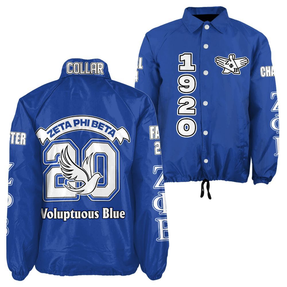 Ireishprint Zeta Phi Beta Custom Line Crossing Jacket, Personalized Blue Gilter Style Z Phi B Jacket 1920 Zeta Phi Beta Sorority (2) Crossing Jacket