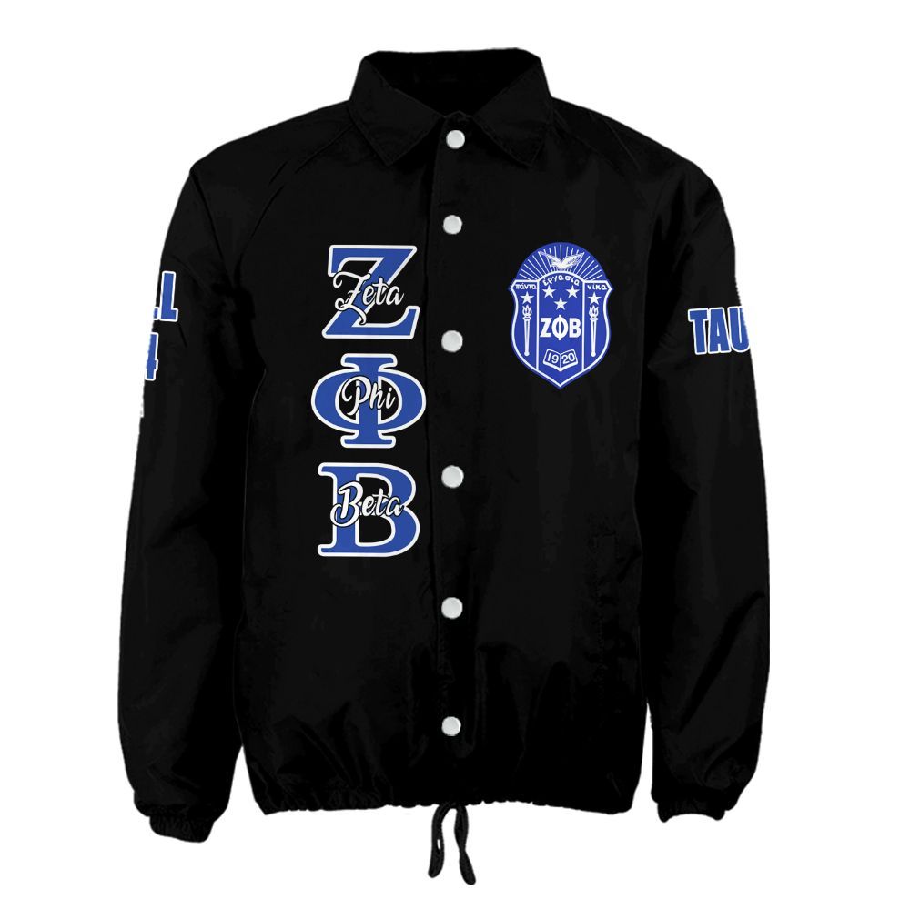Ireishprint Zeta Phi Beta Custom Line Crossing Jacket, Personalized Simple Black Z Phi B Jacket 1920 Zeta Phi Beta Sorority Crossing Jacket