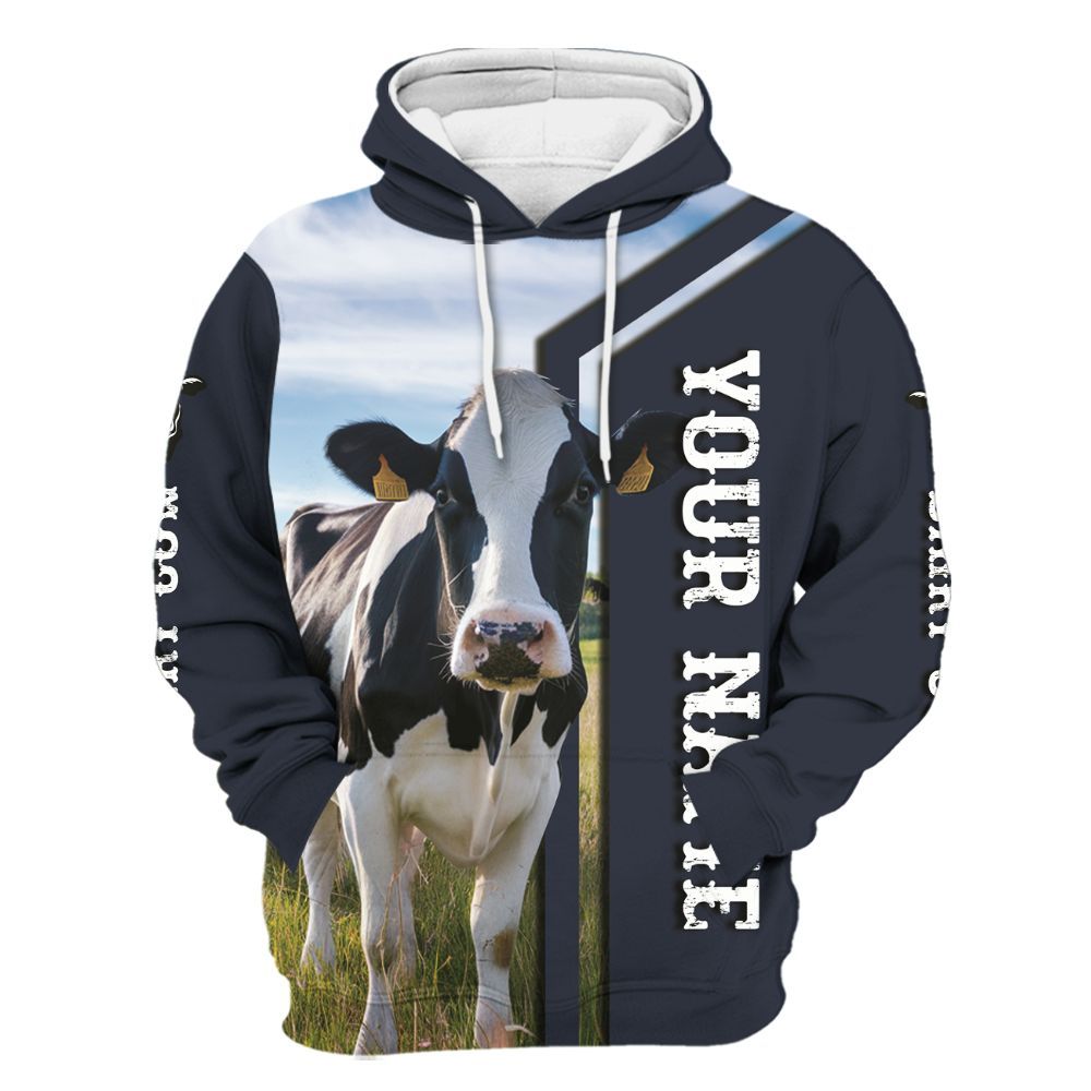 Amare Box Cow Farm Shirt, Dairy Cow On Farm, Dairy Cattle, Farm Cow, Cow Lover Shirt, Custom Name Gift Shirt For Farmer Unisex Hoodie