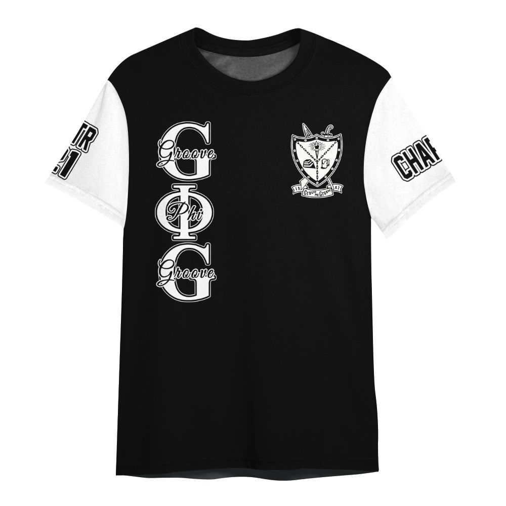 Ireishprint Groove Phi Groove Custom Chapter Shirt, Personalized White Sleeves Black Shirt Groove Phi Groove  Shirt