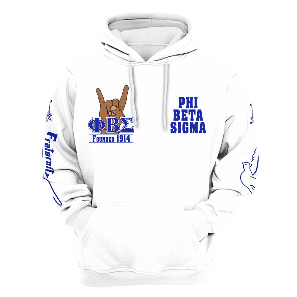 Ireishprint Phi Beta Sigma Shirt, Dove Hand Sign White Shirt Phi Beta Sigma Fraternity Hoodie