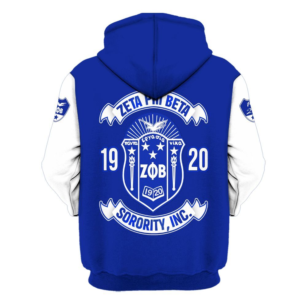Ireishprint Zeta Phi Beta Shirt, Z Phi B Ribbon Gradient Blue Symbol 1920 Zeta Phi Beta Sorority Hoodie