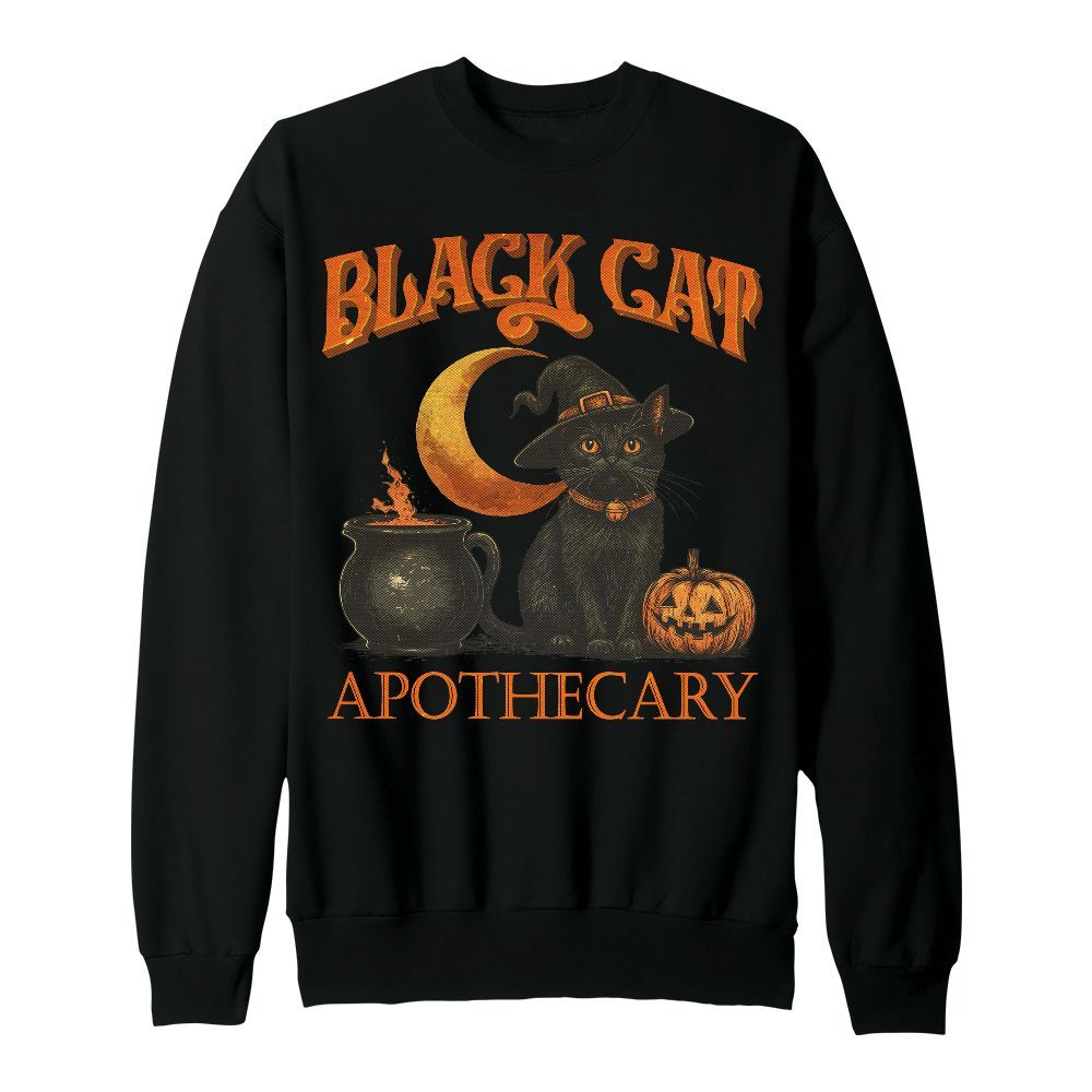 Amare Box Cat Halloween Shirt, Retro Black Cat Salem Apothecary Gift For Fan Unisex Sweatshirt