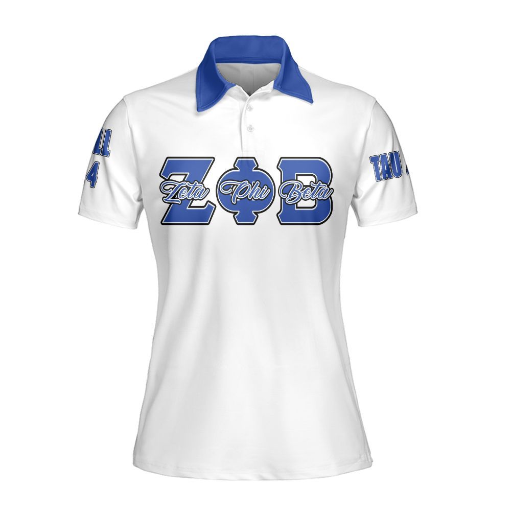 Ireishprint Zeta Phi Beta Custom Chapter Polo Shirt, Personalized Z Phi B White Polo Shirt Zeta Phi Beta Sorority Polo Shirt