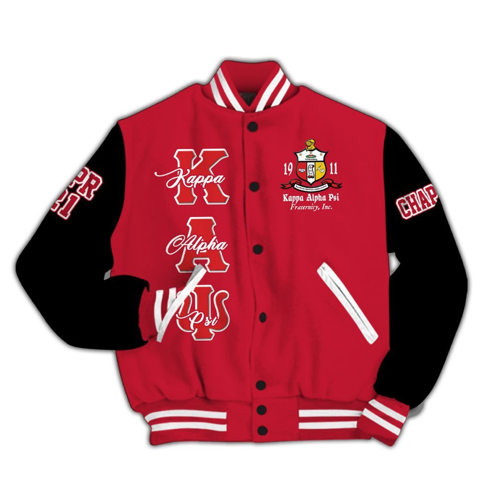 Ireishprint ΚΑΨ Custom Chapter Varsity Jacket, Personalized Krimson Black Sleeve ΚΑΨ Jacket Fraternity Jacket
