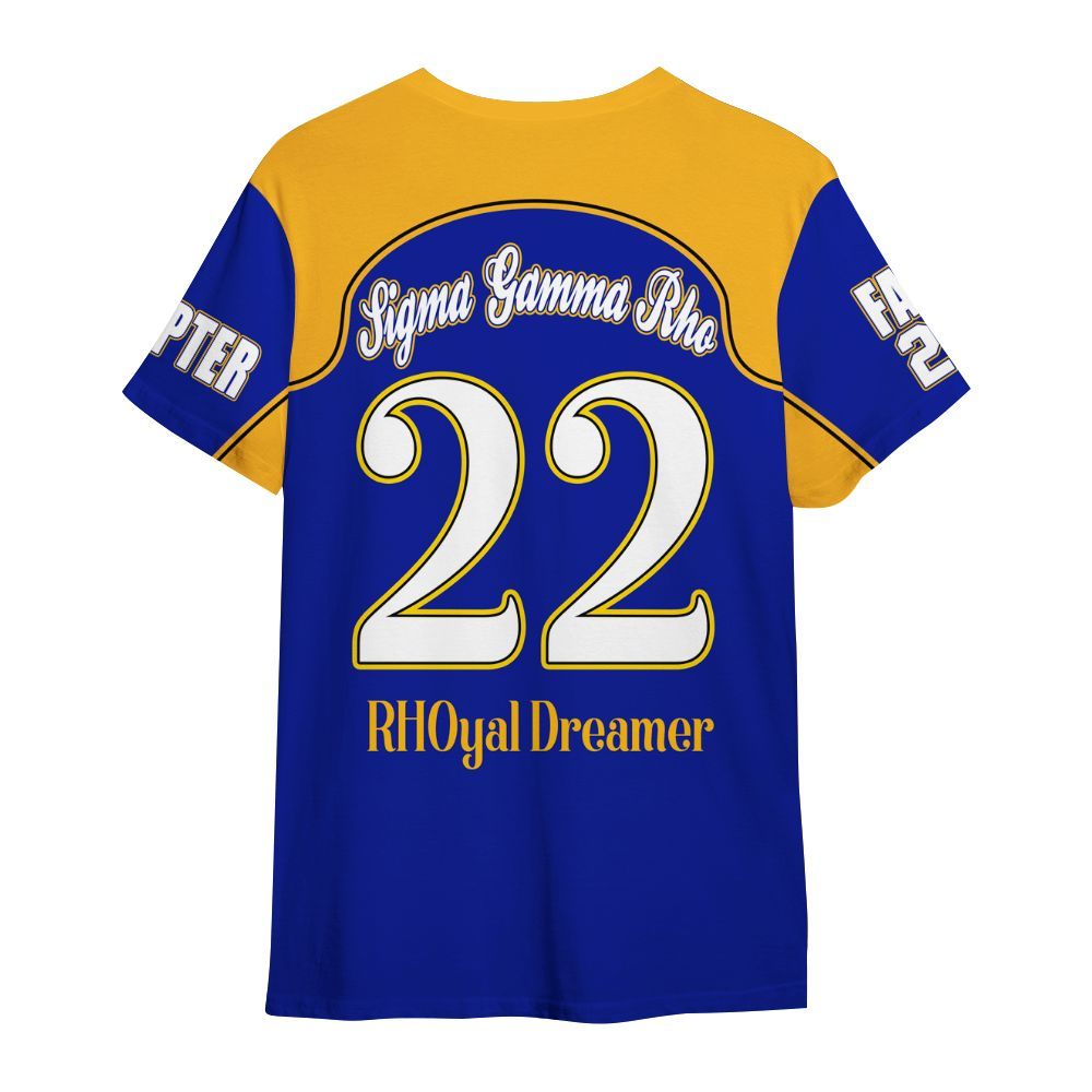 Ireishprint Sigma Gamma Rho Custom Chapter Shirt, Blue Mix Gold Racing Style 1922 Sorority Shirt