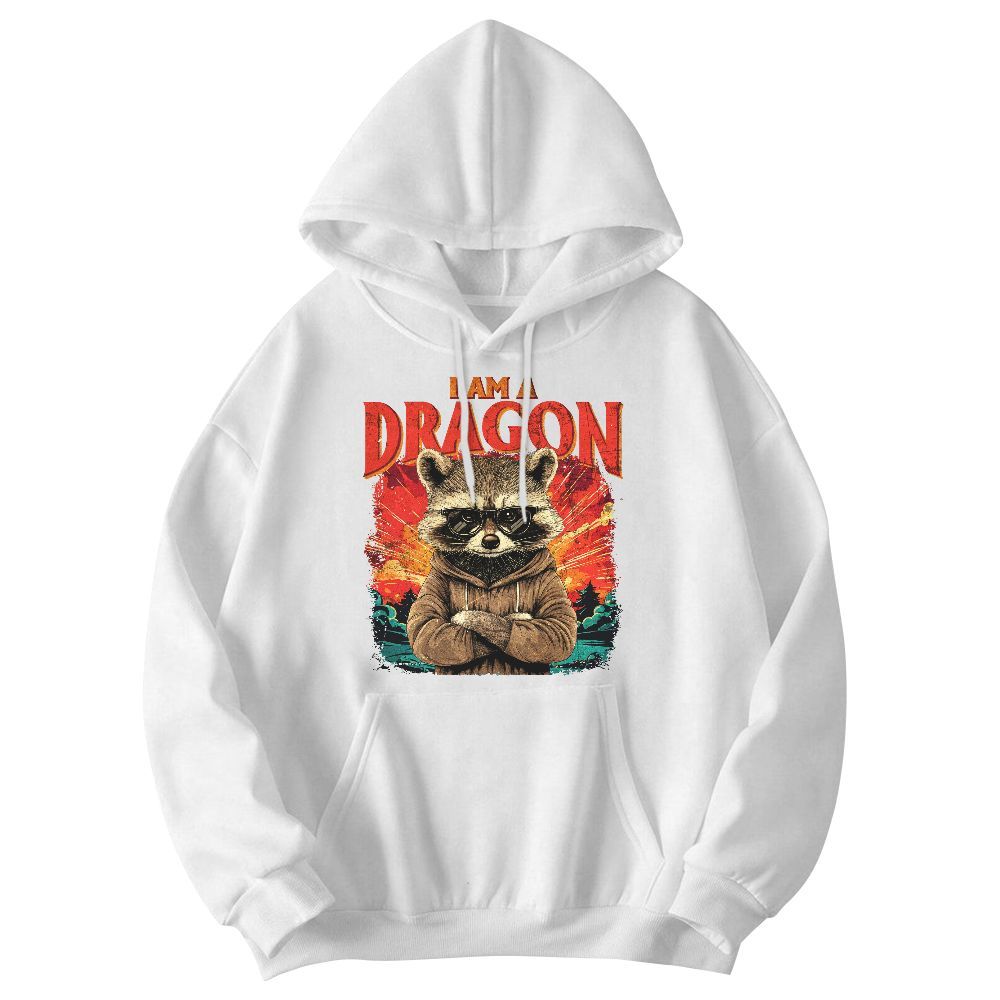 Amare Box Funny Raccoon I Am A Dragon Shirt, Retro Raccoons In The Sunset Quotes Gift For Fan Unisex Hoodie