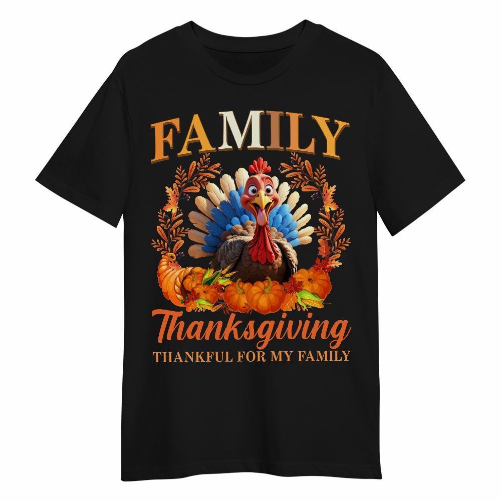 Amare Box Thanksgiving Shirt, Thanksgiving 2024 Thankful For My Family Group Autumn Turkey Gift For Fan Unisex Shirt