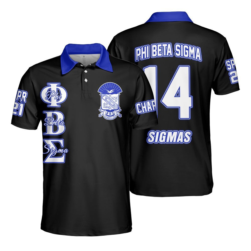 Ireishprint Phi Beta Sigma Custom Chapter Polo Shirt, Personalized Black Polo Shirt Phi Beta Sigma Fraternity Polo Shirt