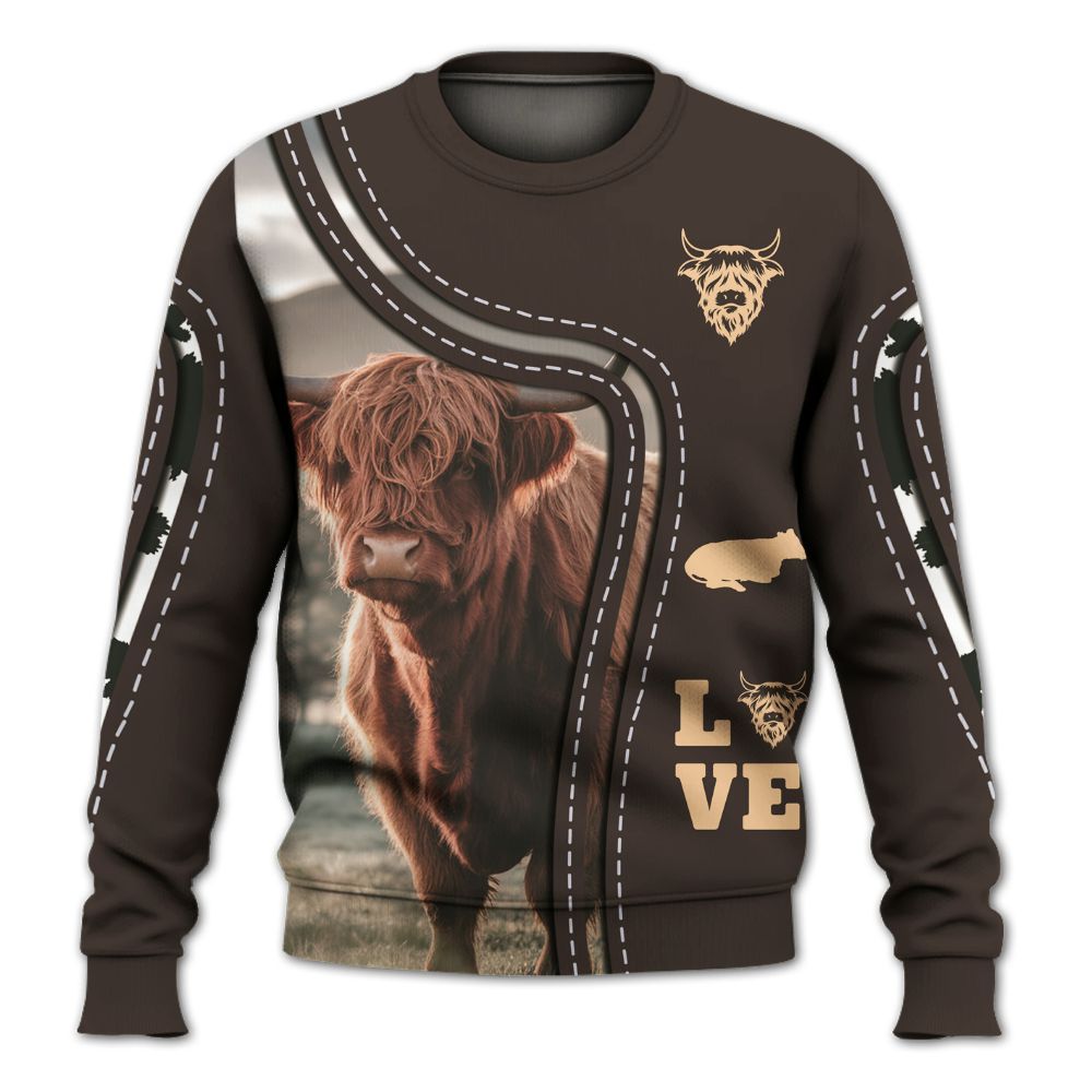 Amare Box Cow Farm Shirt, Vintage Highland Cow, Highland Cow, Cute Cow, Cow Shirt, Farm Shirt, Cow Lover, Custom Name Gift Shirt For Farmer Knitted Sweater