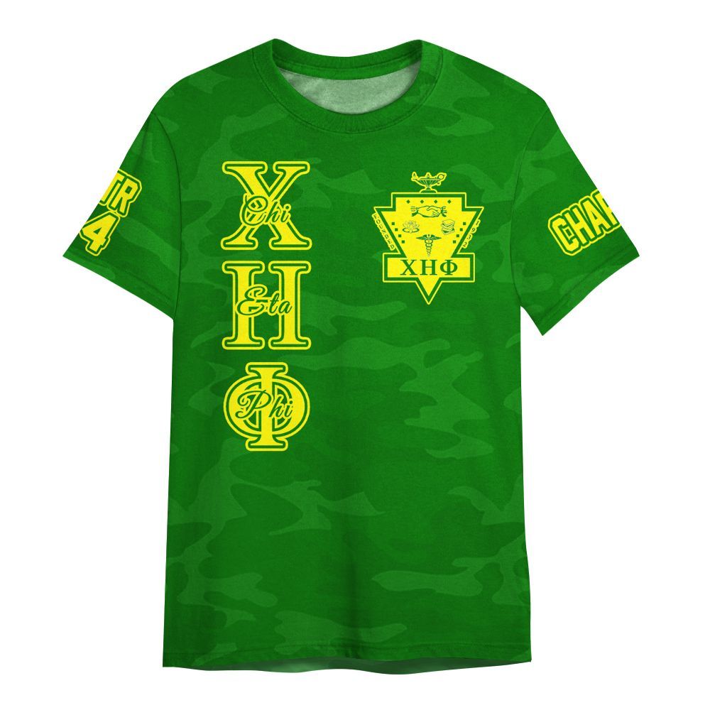 Ireishprint Chi Eta Phi Custom Chapter Shirt, Personalized Camo Style Pea Green Shirt Chi Eta Phi Sorority Shirt
