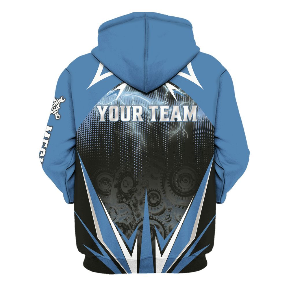 Amare Box Personalized Team Name All Over Printed Lightning Mechanic Shirt, Custom Name For Mechanics Unisex Hoodie