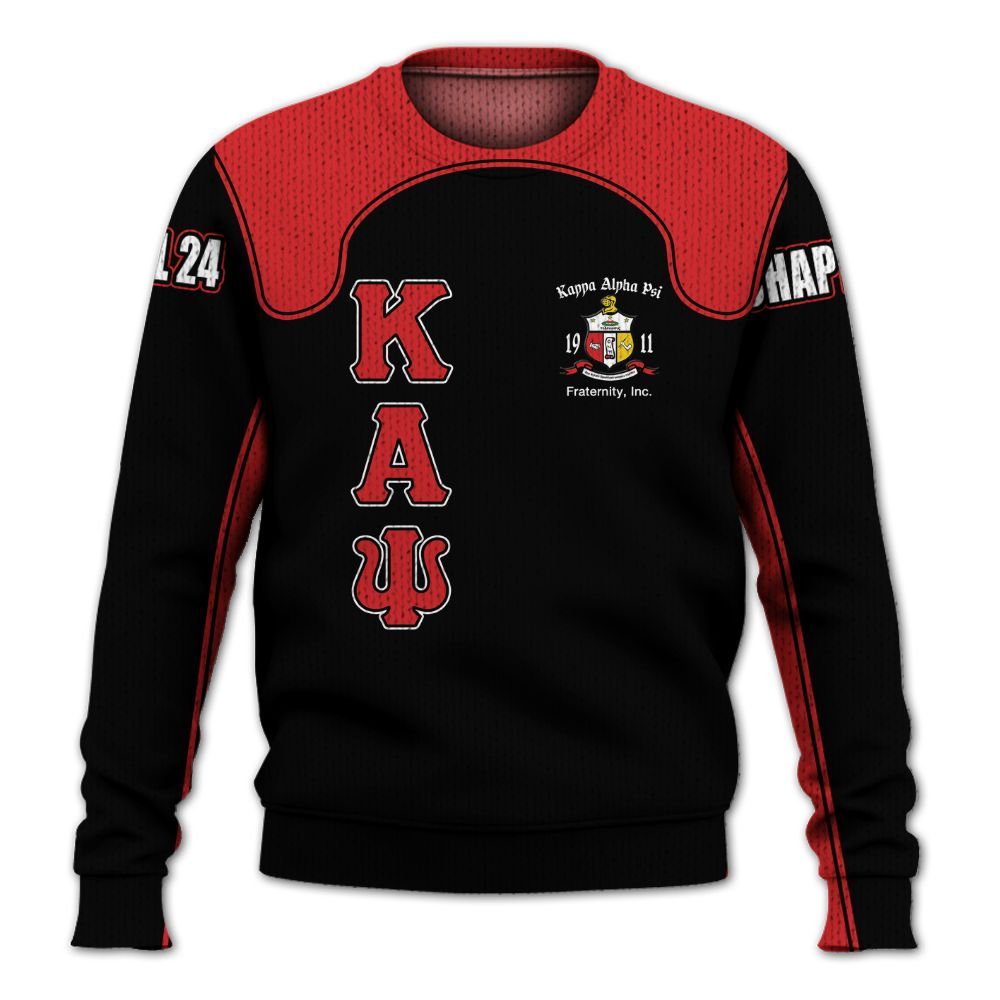Ireishprint ΚΑΨ Custom Chapter Shirt, Black Duo Krimson ΚΑΨ Lettered Racing Style Fraternity Knitted Sweater