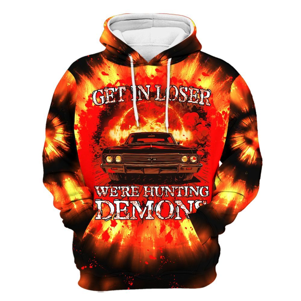 Amare Box Get In Loser We Are Hunting Demons Shirt, Funny Horror Ghost Halloween Gift Unisex Hoodie