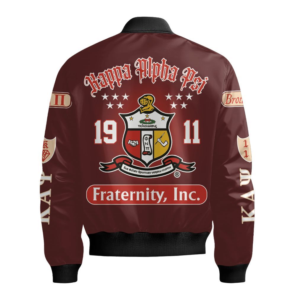 Ireishprint ΚΑΨ Bomber Jacket, Krimson Red Style Black Kappa Since 1911 Fraternity Bomber Jacket