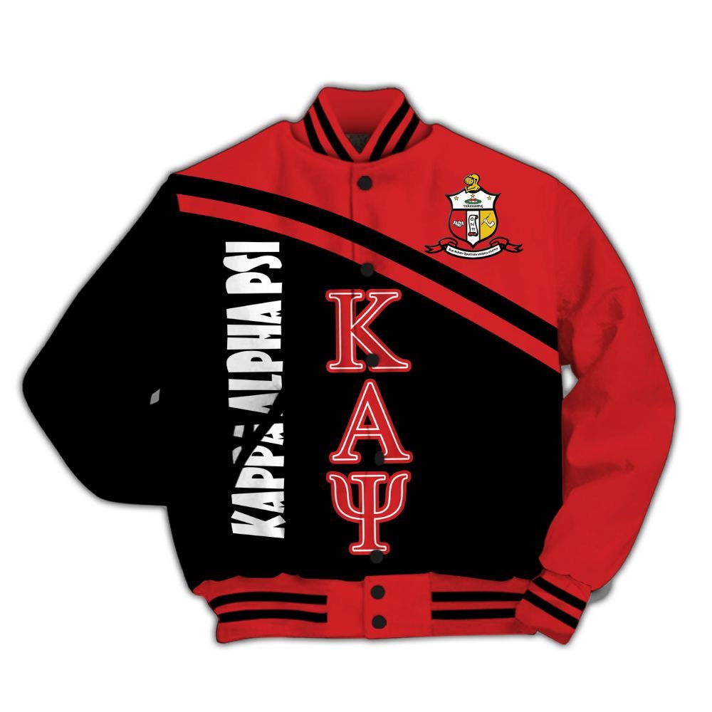 Ireishprint ΚΑΨ Varsity Jacket, Curved Shoulder Style Black Kappa Jacket Since 1911 Fraternity Jacket