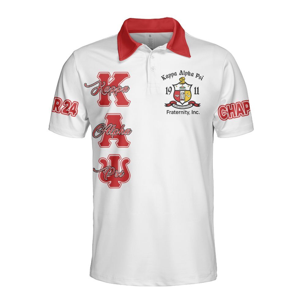 Ireishprint ΚΑΨ Custom Chapter Polo Shirt, Personalized White Kappa Polo Fraternity Polo Shirt