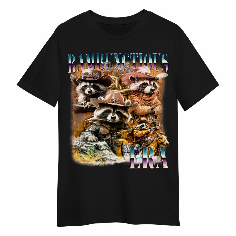 Amare Box Retro In My Rambunctious Era Shirt, Funny Cowboy Cowboy Raccoon West Country Cute Unisex Shirt