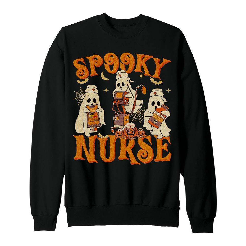 Amare Box Boo Nurse Halloween Shirt, Retro Spooky Nurse Vibes Halloween Season Gift For Fan Unisex Sweatshirt