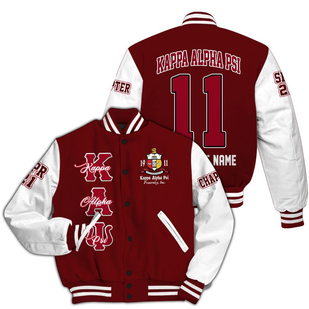 Ireishprint ΚΑΨ Custom Chapter Varsity Jacket, Personalized Crimson White Sleeve Jacket Since 1911 Fraternity Jacket