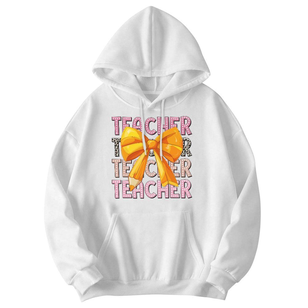 Amare Box Teacher Pink Coquette Pencil Shirt, Teacher Back To School Bright Doodle, Teacher Quotes School Unisex Hoodie