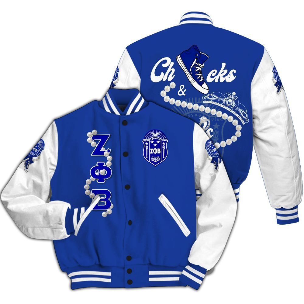 Ireishprint Zeta Phi Beta Varsity Jacket, Z Phi B Blue Chuck&Pearl Varsity Jacket 1920 Zeta Phi Beta Sorority Jacket