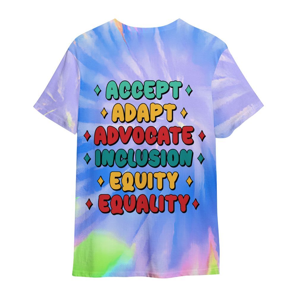 Amare Box Special Education Teacher Shirt, Accept Adapt Advocate Inclusion Equity Equality All Over Print Unisex Shirt