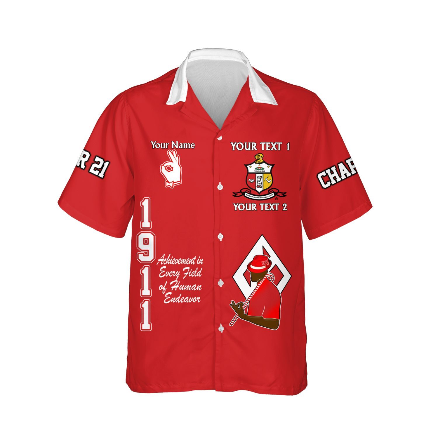 Ireishprint ΚΑΨ Custom Full Line Shirt, Krimson Crest Highlight Style Fraternity Hawaii Shirt