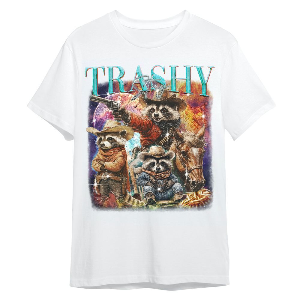 Amare Box Retro Stay Trashy Shirt, Funny Cowboy Cowboy Raccoon West Country Cute Unisex Shirt