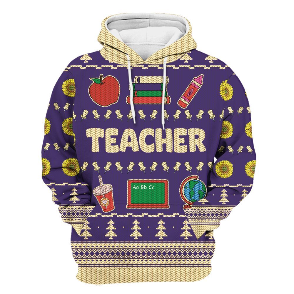 Amare Box Teacher Shirt, Teacher Icon Xmas Ugly Shirt, Teach Stuff, Teacher Coquette, Gift For Teacher Unisex Hoodie