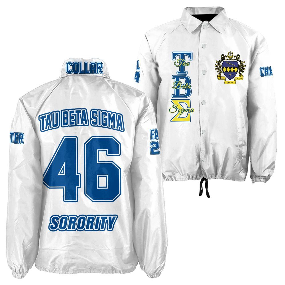 Ireishprint Tau Beta Sigma Custom Line Crossing Jacket, Personalized Tau Beta Sigma White Line Jacket Sorority Crossing Jacket