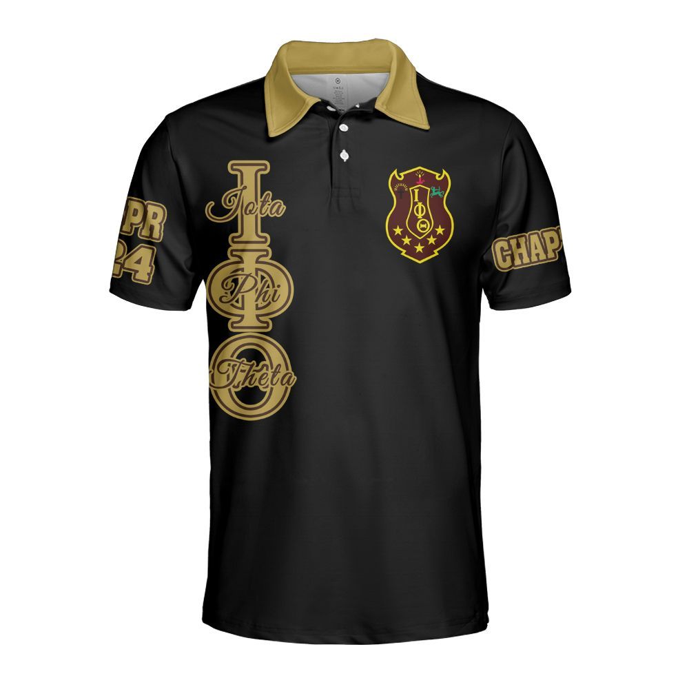 Ireishprint Iota Phi Theta Custom Chapter Polo Shirt, Personalized Black Polo Shirt Iota Phi Theta Fraternity Polo Shirt