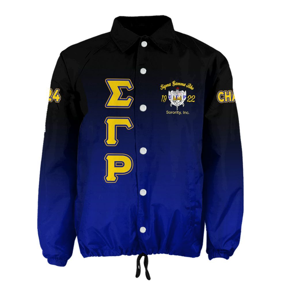 Ireishprint Sigma Gamma Rho Custom Line Crossing Jacket, Blue Duo Gold Gradient Style 1922 Sorority Crossing Jacket