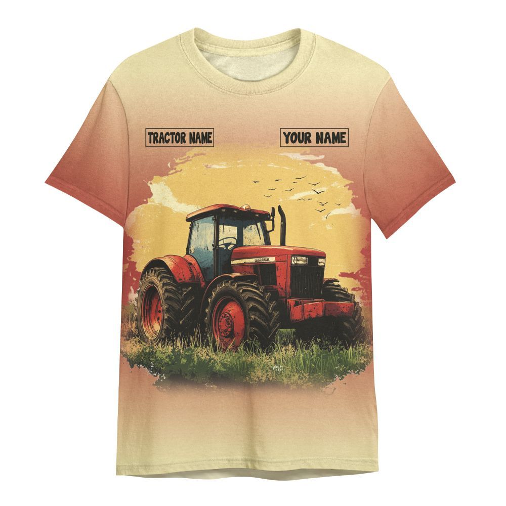 Amare Box Farm Tractor Shirt, Just A Girl Who Love Tractor, Custom Name, Tractor Name, Love Tractor, Vintage Tractor, Girl Tractor, Gift For Farm Lover All Over Print Unisex Shirt