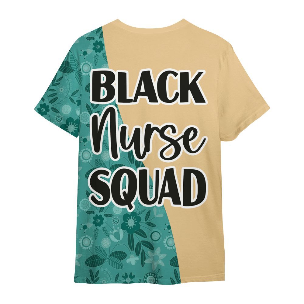 Amare Box Black Nurse Shirt, Black Nurse Squad Floral, Custom Name Shirt, Nurse Clipart, Gift For Black Nurse All Over Print Unisex Shirt